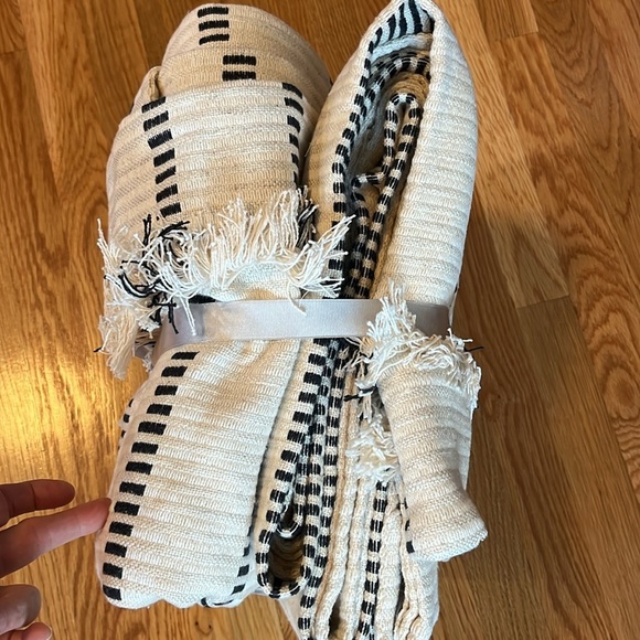 Anthropologie Pieced Stripe Cotton Blend Woven Curtains, Set of 2, NWT - Picture 9 of 14